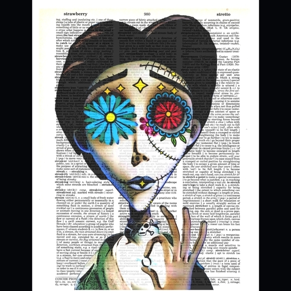 Corpse Bride Vincent Sugar Skull Bright Vintage Dictionary Art Print - Picture 4 of 5